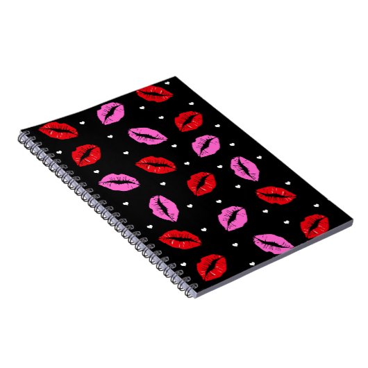 Kiss Lips Rosa und Rot, Herz-Notebook BLK Notizblock (Rechte Seite)