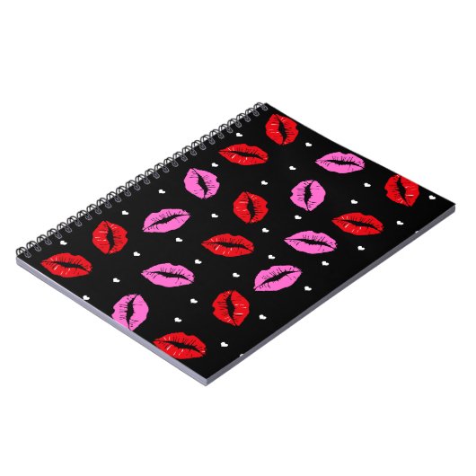 Kiss Lips Rosa und Rot, Herz-Notebook BLK Notizblock (Linke Seite)