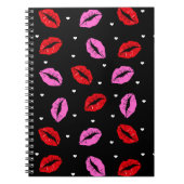Kiss Lips Rosa und Rot, Herz-Notebook BLK Notizblock (Vorderseite)