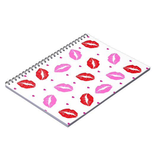 Kiss Lips Rosa und Rot, Herz-Notebook Notizblock (Linke Seite)