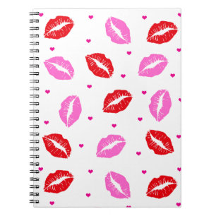 Kiss Lips Rosa und Rot, Herz-Notebook Notizblock
