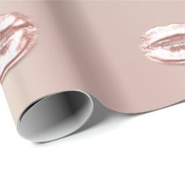 Kiss Lips Rose Gold Blush Bridal Sweet 16. Geschenkpapier