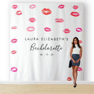 Kiss Lipstick Bachelorette Foto Stand Hintergrund Wandteppich