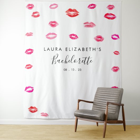 Kiss Lipstick Bachelorette Foto Stand Hintergrund Wandteppich (Beispiel)