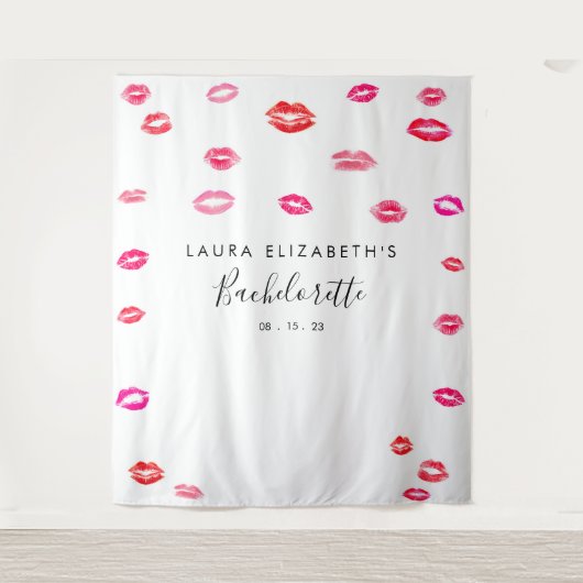 Kiss Lipstick Bachelorette Foto Stand Hintergrund Wandteppich (Vorderseite)