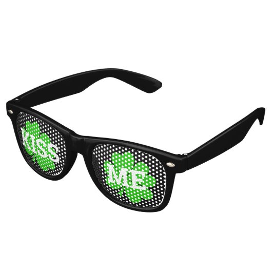 KISS ME Clover Retro Shades / Fun Party Sonnenbril Partybrille (Schrägansicht)