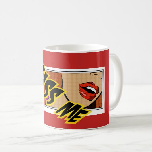 Kiss Me Comic Pop Art Kaffeetasse (VorderseiteRechts)