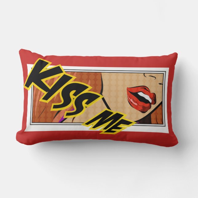 Kiss Me Comic Pop Art Lendenkissen (Vorderseite)