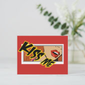 Kiss Me Comic Pop Art Postkarte (Stehend Vorderseite)