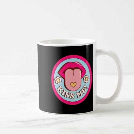 Kiss Me Flower Tongue Out Valentines Day Womens Me Kaffeetasse (Rechts)