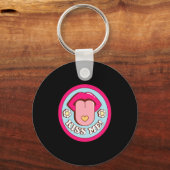 Kiss Me Flower Tongue Out Valentines Day Womens Me Schlüsselanhänger (Vorderseite)