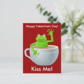 Kiss Me Frog Valentines Postcard Feiertagspostkarte (Stehend Vorderseite)