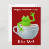 Kiss Me Frog Valentines Postcard Feiertagspostkarte (Vorne/Hinten)