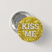 KISS ME fun Button / Retro Party - Gold (Vorne & Hinten)
