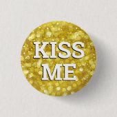 KISS ME fun Button / Retro Party - Gold (Vorderseite)