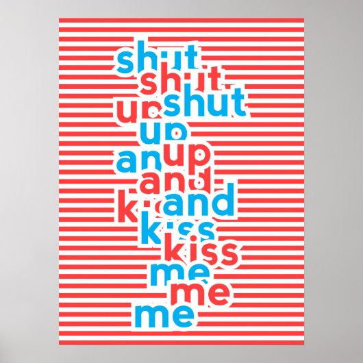 Kiss Me, Girl-Power, Typografie Poster (Vorne)