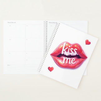 Kiss Me Glänzende Rote Lippen Kunstillustration Planer