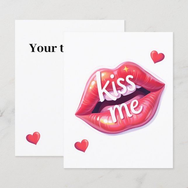 Kiss Me Glossy Red Lips Art Illustration (Vorne/Hinten)