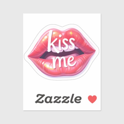 Kiss Me Glossy Red Lips Art Illustration Aufkleber (Blatt)