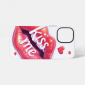 Kiss Me Glossy Red Lips Art Illustration iPhone Hülle (Rückseite (Horizontal))