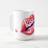 Kiss Me Glossy Red Lips Art Illustration Kaffeetasse (Vorderseite Links)