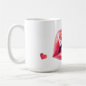 Kiss Me Glossy Red Lips Art Illustration Kaffeetasse (Links)
