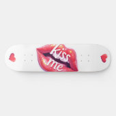 Kiss Me Glossy Red Lips Art Illustration Skateboard (Horizontal)