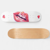 Kiss Me Glossy Red Lips Art Illustration Skateboard (Horizontal)