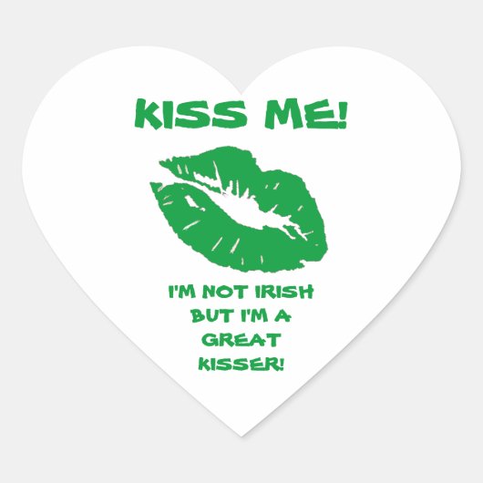 Kiss Me-Green Irish Kiss Herz Herz-Aufkleber (Vorderseite)