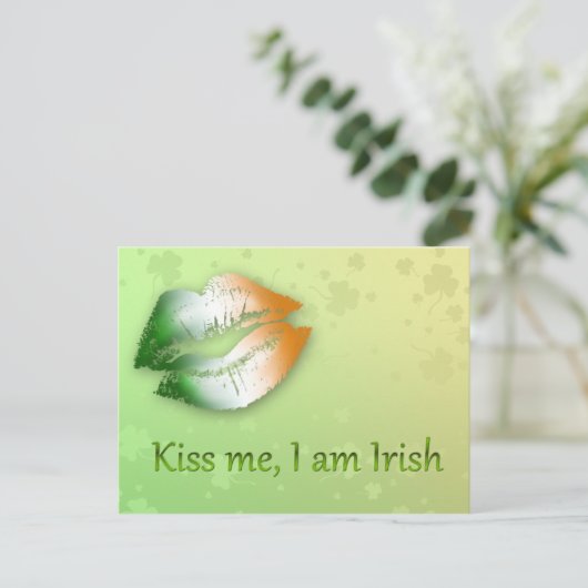 Kiss Me I am Irish - Postcard Postkarte (Stehend Vorderseite)