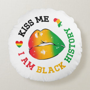 Kiss Me I Be Black History Montag Afroamerikaner Rundes Kissen