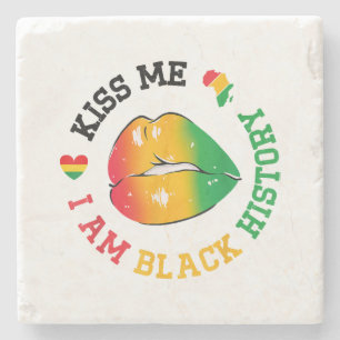 Kiss Me I Be Black History Montag Afroamerikaner Steinuntersetzer