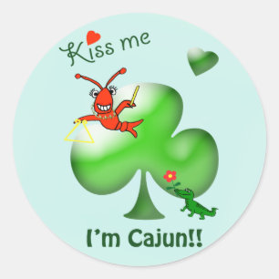Kiss Me I bin Cajun St Patrick's Day Crawfish Runder Aufkleber