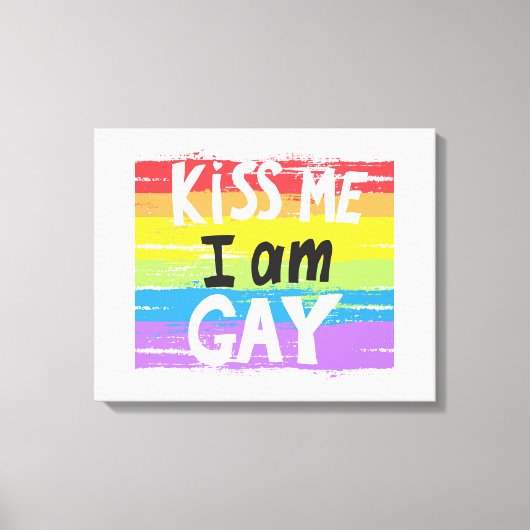 Kiss Me I Bin Gay Leinwanddruck (Vorderseite)