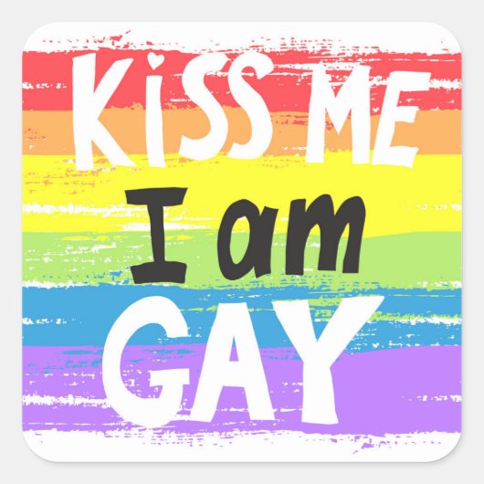 Kiss Me I Bin Gay Quadratischer Aufkleber (Vorderseite)