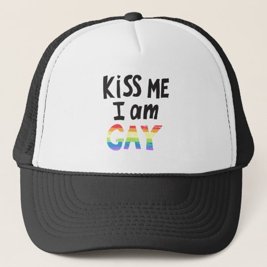 Kiss Me I Bin Gay Truckerkappe (Vorderseite)