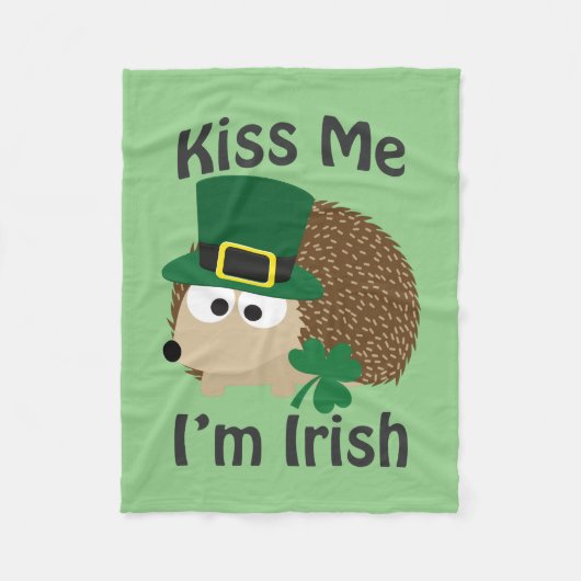 Kiss Me I bin irischer Igel Fleecedecke (Vorderseite)