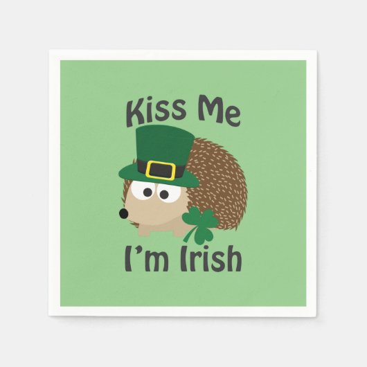 Kiss Me I bin irischer Igel Serviette (Vorderseite)