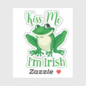 Kiss Me I bin Irish Green Frog Aufkleber (Blatt)