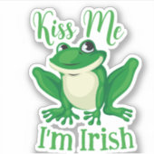 Kiss Me I bin Irish Green Frog Aufkleber (Vorderseite)