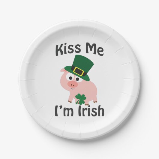 Kiss Me I bin Irish Pig Pappteller (Vorderseite)