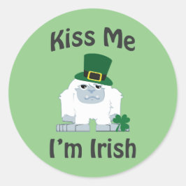 Kiss Me I bin Irish Yeti Runder Aufkleber