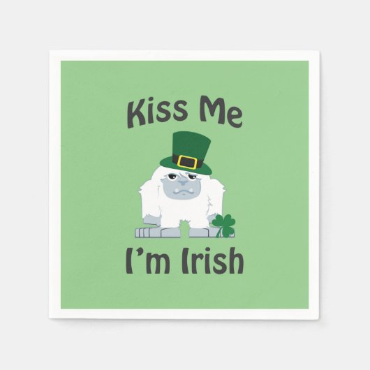 Kiss Me I bin Irish Yeti Serviette (Vorderseite)