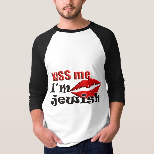 Kiss Me I bin jüdisch T-Shirt (Vorderseite)
