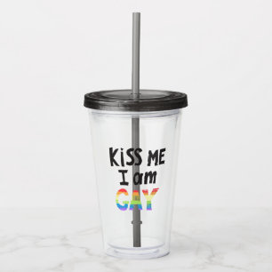 Kiss Me I is Gay Acryltrinkbecher