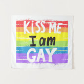 Kiss Me I is Gay Wandteppich (Vorderseite (Horizontal))