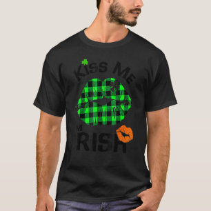 Kiss Me I m Irish Buffalo Kariert Lips Clover St P T-Shirt