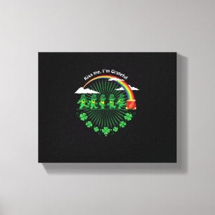 Kiss Me Ich bin dankbar Leprechauns Rainbow St Pat Leinwanddruck