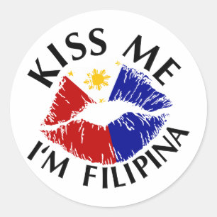 Kiss Me Ich bin Filipina Runder Aufkleber