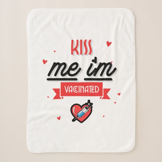 Kiss Me Ich bin geimpft Sherpadecke (Vorderseite)